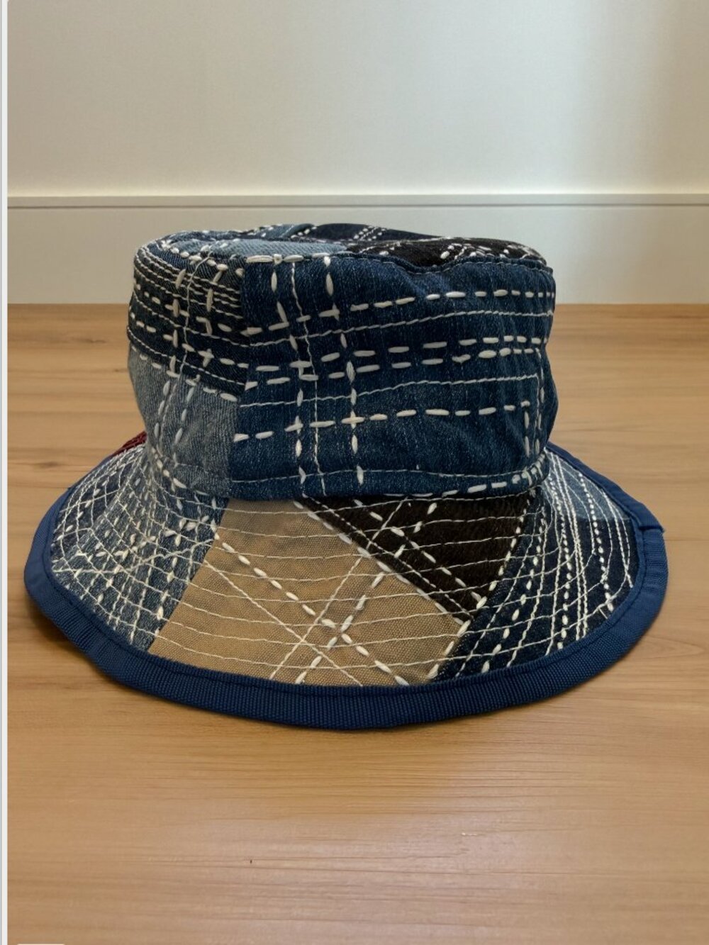 Adante Leyes navy patchwork bucket hat